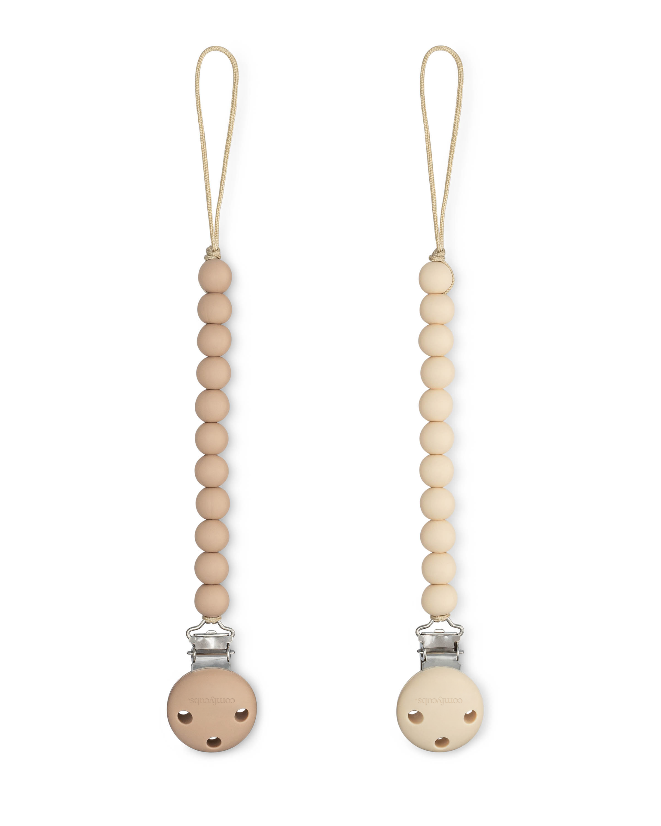 Pacifier Clips in Beige & Light Beige, 2 Pack