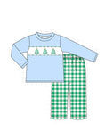 Load image into Gallery viewer, Christmas Tree Embroidery with Plaid Pants Set
