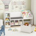Load image into Gallery viewer, Kids Bookcase with Reading Nook 4-in-1 Standing Toy Organizer-White
