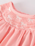 Load image into Gallery viewer, Girls Horse Smocking Embroidered Coral Romper
