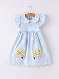 Load image into Gallery viewer, Back To School Girls Stripe Pencil Applique Bow Dress

