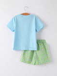 Load image into Gallery viewer, Boys Back to School Smock Embroidered Top+ Plaid Shorts
