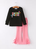 Load image into Gallery viewer, Halloween Black Top + Pink Bell Bottoms
