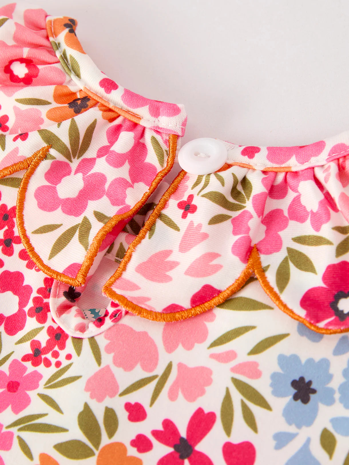 Fall Pumpkin Bow Smock Embroidered Floral Dress