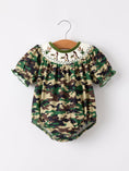 Load image into Gallery viewer, Camouflage Duck Smocking Embroidery Girls Romper
