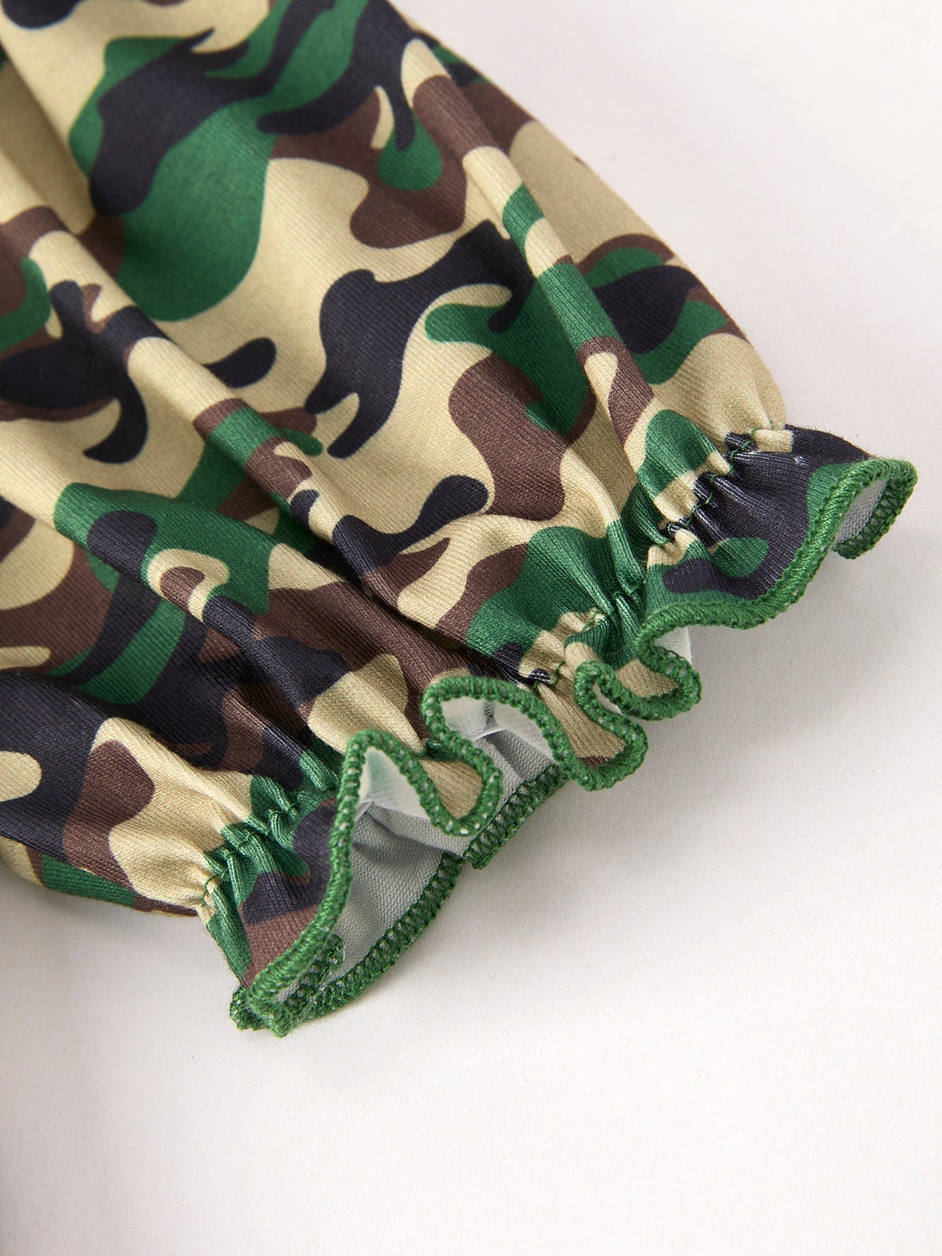 Camouflage Duck Smocking Embroidery Girls Dress