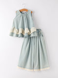 Load image into Gallery viewer, Summer Light Color Denim Lace Girls Set
