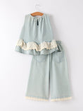 Load image into Gallery viewer, Summer Light Color Denim Lace Girls Set
