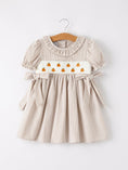 Load image into Gallery viewer, Fall Thanksgiving Pumpkin Embroidery Smock Plaid Girls Dress
