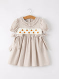 Load image into Gallery viewer, Fall Thanksgiving Pumpkin Embroidery Smock Plaid Girls Dress
