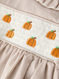 Load image into Gallery viewer, Fall Thanksgiving Pumpkin Embroidery Smock Plaid Girls Dress
