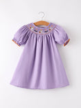 Load image into Gallery viewer, Purple Halloween Smock Embroidery Baby Girl Dress

