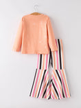 Load image into Gallery viewer, Halloween Letter Bleached Top + Striped Flared Pants
