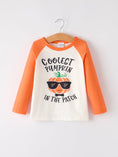Load image into Gallery viewer, Thanksgiving Pumpkin Letters Print Long Sleeve Boys Top
