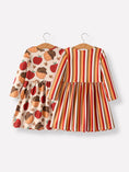 Load image into Gallery viewer, 2 Piece Thanksgiving Pumpkin Stripe Print Girls Dress Set
