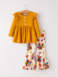 Load image into Gallery viewer, Fall Halloween & Thanksgiving Pumpkin Turkey Print Girls Long Sleeve Set
