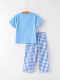 Load image into Gallery viewer, Fall Thanksgiving& Halloween Blue Pumpkin Smock Embroidery Baby Boy'Set
