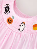 Load image into Gallery viewer, Fall Halloween Pink Spider Pumpkin Ghost Smock Embroidery Girl Dress
