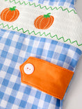 Load image into Gallery viewer, Fall Thanksgiving& Halloween Blue Pumpkin Smock Embroidery Baby Boy Romper
