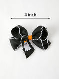 Load image into Gallery viewer, Halloween Ghost Embroidered Black Bow Hairpin
