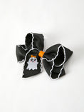 Load image into Gallery viewer, Halloween Ghost Embroidered Black Bow Hairpin
