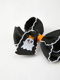 Load image into Gallery viewer, Halloween Ghost Embroidered Black Bow Hairpin
