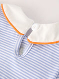 Load image into Gallery viewer, Fall Thanksgiving and Halloween Lapel Stripe Pumpkin Applique Bow Girls Romper
