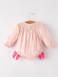 Load image into Gallery viewer, Autumn Halloween Light Pink Ghost Embroidery Smock Floral Girls Romper
