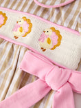 Load image into Gallery viewer, Fall Thanksgiving Lapel Plaid Chick Embroidery Smocking Bow Baby Girls Romper
