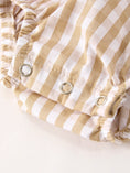 Load image into Gallery viewer, Fall Thanksgiving Lapel Plaid Chick Embroidery Smocking Bow Baby Girls Romper
