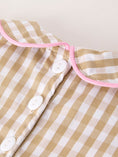 Load image into Gallery viewer, Fall Thanksgiving Lapel Plaid Chick Embroidery Smocking Bow Baby Girls Romper
