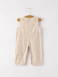 Load image into Gallery viewer, Fall Thanksgiving Apricot Plaid Chick Embroidery Smocking Baby Boys Romper
