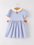 Load image into Gallery viewer, Fall Thanksgiving and Halloween Lapel Stripe Pumpkin Applique Bow Girls Dress
