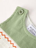 Load image into Gallery viewer, Fall Thanksgiving Chicken Smock Embroidered Green Boys Romper

