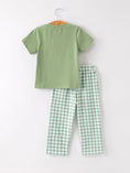 Load image into Gallery viewer, Fall Thanksgiving Chicken Smock Embroidered Green Plaid Boys 'Set
