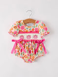 Load image into Gallery viewer, Autumn Halloween Thanksgiving Pumpkin Embroidery Smock Floral Girls Romper
