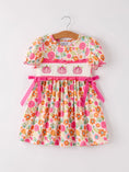 Load image into Gallery viewer, Autumn Thanksgiving Pumpkin Embroidery Smock Floral Girls Dress
