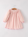 Load image into Gallery viewer, Autumn Halloween Light Pink Ghost Embroidery Smock Girl Dress
