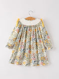 Load image into Gallery viewer, Fall  Embroidery Smocking Bow Floral Leaf Baby Girls Dress
