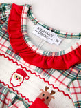 Load image into Gallery viewer, Christmas Plaid Smocking Embroidered Girls Bloomers Romper Set

