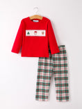 Load image into Gallery viewer, Christmas Plaid Smocking Embroidered Boys Set

