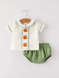 Load image into Gallery viewer, Fall Halloween & Thanksgiving Applique Plaid Boys Bloomers Romper Set
