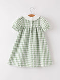 Load image into Gallery viewer, Fall Halloween & Thanksgiving Pumpkin Applique Plaid Green Girls Dress
