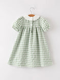Load image into Gallery viewer, Fall Halloween & Thanksgiving Pumpkin Applique Plaid Green Girls Dress
