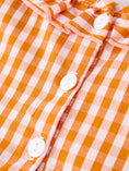Load image into Gallery viewer, Fall Turkey Embroidered Dress for Girls – Orange Checkered with Thanksgiving Details
