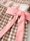 Load image into Gallery viewer, Christmas Vintage-Style Plaid Dress with Embroidered Gingerbread and Bows
