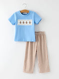 Load image into Gallery viewer, Christmas Vintage-Style Embroidered Gingerbread Plaid Boys Set
