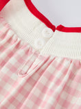 Load image into Gallery viewer, Pink Gingham Christmas Baby Girls Romper: Santa Embroidery with Red Satin Ribbon
