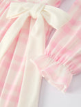 Load image into Gallery viewer, Pink Plaid Ruffle Ballet Shoe Embroidery Long Sleeve Dress
