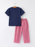 Load image into Gallery viewer, Christmas Holiday Celebration Boys Set: Navy with Santa Sleigh
